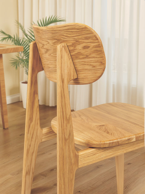 Chair of solid european oak wood 80 cm hard seat natural Paolo