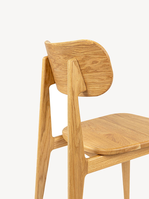 Chair of solid european oak wood 80 cm hard seat natural Paolo