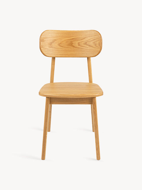 Chair of solid european oak wood 80 cm hard seat natural Paolo