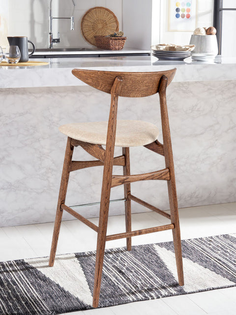 Sedia da bar in legno massello di rovere 97,5 cm seduta morbida marrone Positano