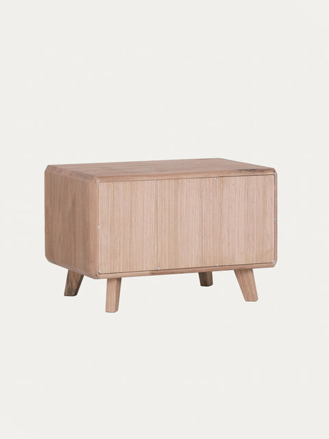 Comodino in legno di rovere sbiancato 2 cassetti Portofino