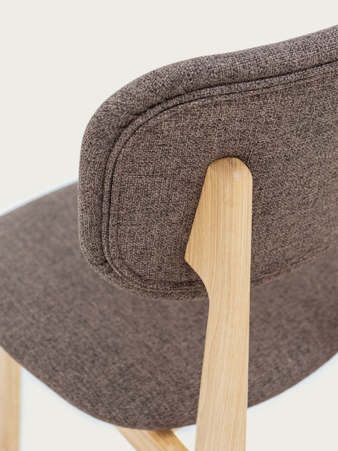 Sedia 81 cm in rovere massello e tessuto moderno con sedile morbido marrone naturale Mevis