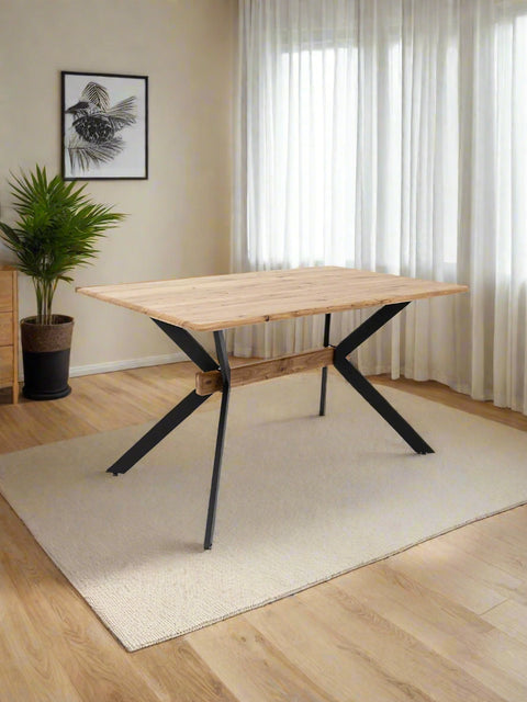 Tavolo da pranzo rettangolare in rovere massello moderno naturale Ercole