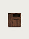 Credenza alta in legno massello di rovere 124x38x134 cm fumè Adena