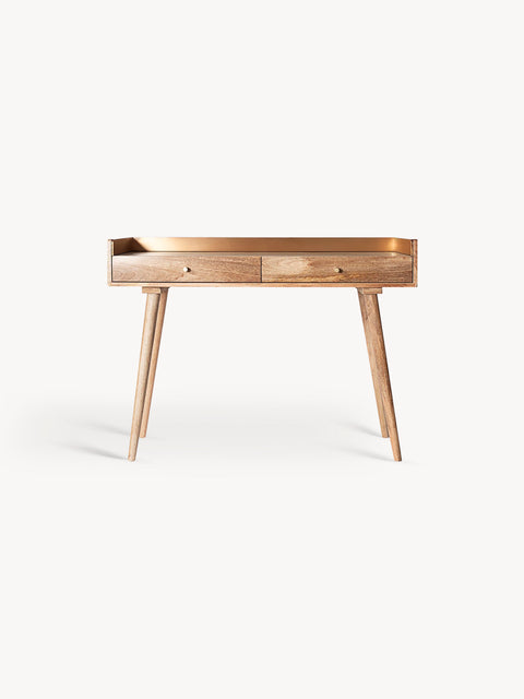 Table 2 drawer from solid teak modern natural 110x40x86 cm Taddeo