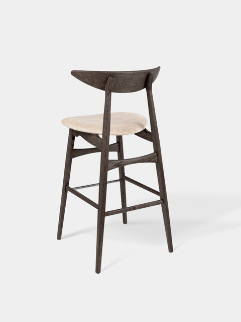 Sedia da bar in legno massello di rovere 97,5 cm seduta morbida nera Positano