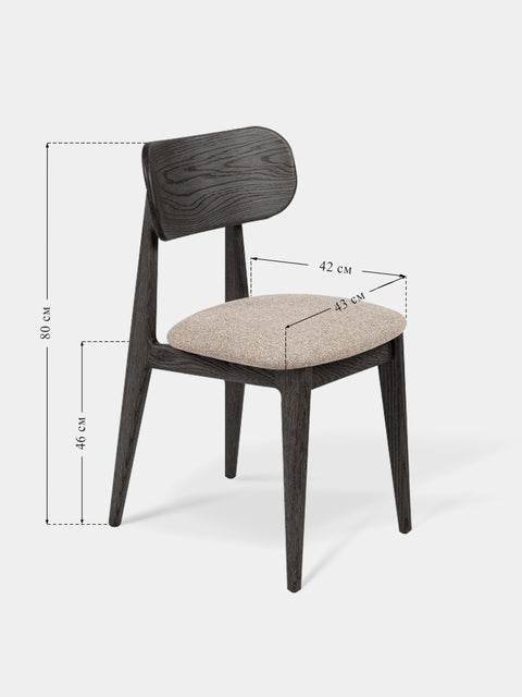Sedia da pranzo in legno massello di rovere 80 cm nera morbida Paolo