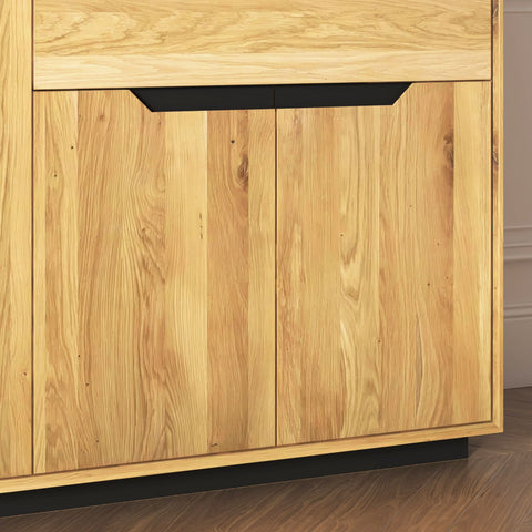 Credenza alta in legno massello di rovere 124x38x134 cm naturale Adena