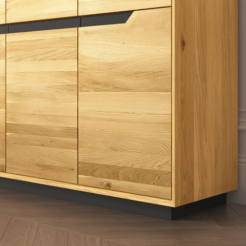 Credenza in rovere massello 3 ante 135x42x90 cm naturale moderna Adena