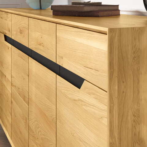 Credenza da 180 cm con 4 ante in rovere massello naturale moderno Adena