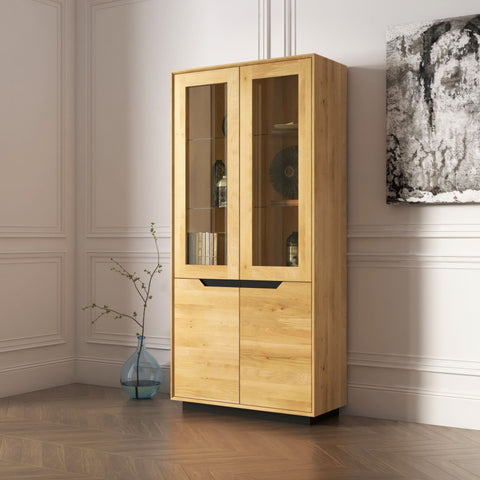 Vetrina in legno massello di rovere 95x41x200 cm naturale Adena