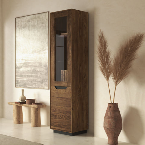 Colonna in legno massello di rovere 49x41x200 cm fumè Adena