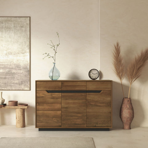 Credenza in legno massello rovere 135 cm fumé Adena