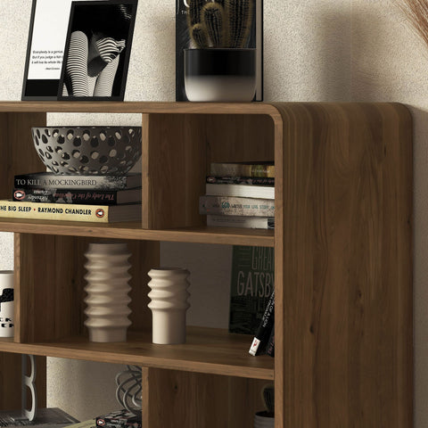 Libreria in legno massello di rovere fumè 80x45x180 cm Modena
