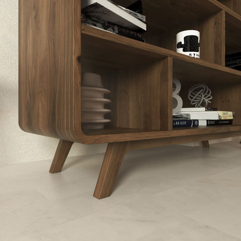 Libreria in legno massello di rovere fumè 80x45x180 cm Modena