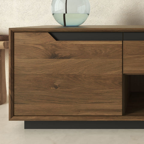 Mobile porta TV in legno massello di rovere 160 cm fumé Adena