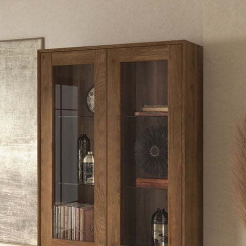 Buffet of solid oak wood 95x41x200 cm smoked Adena