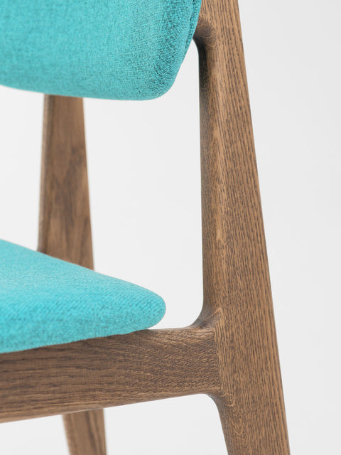 Chair of solid oak smoked turquoise Mevis