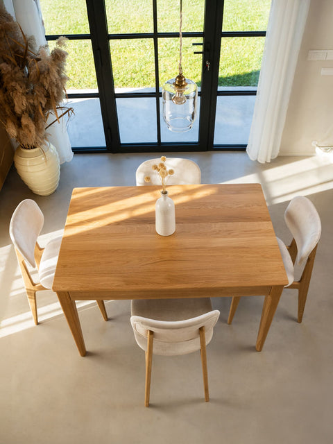 Dining extendable table of solid oak wood natural Luca