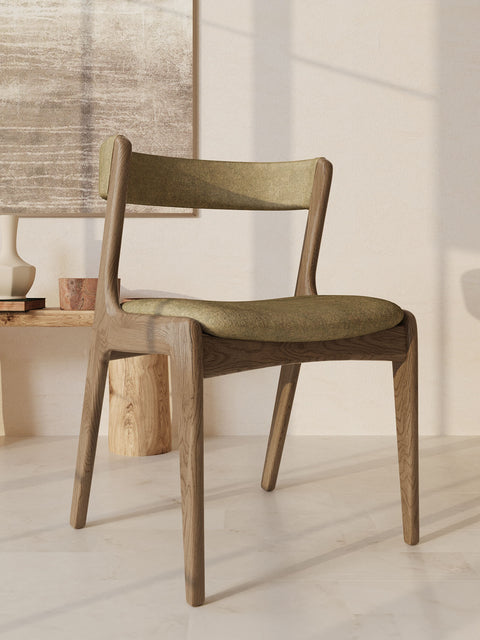 Chair of solid oak 76 cm smoked modern soft Atrani