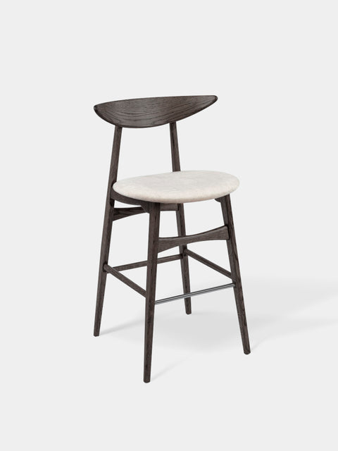 Sedia da bar in legno massello di rovere 97,5 cm seduta morbida nera Positano