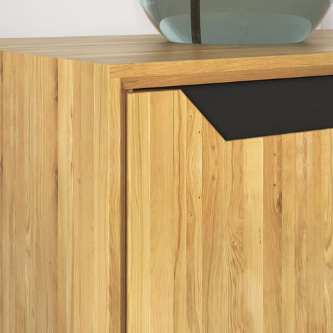 Credenza alta in legno massello di rovere 124x38x134 cm naturale Adena