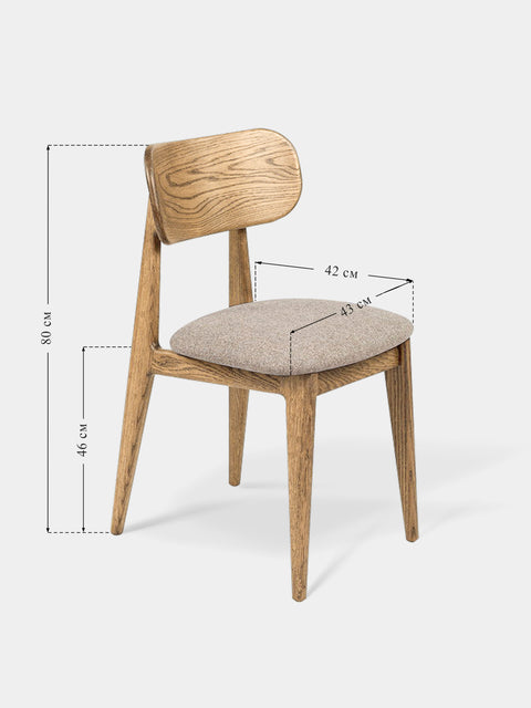 Dining chair of solid oak wood 80 cm natural soft Paolo