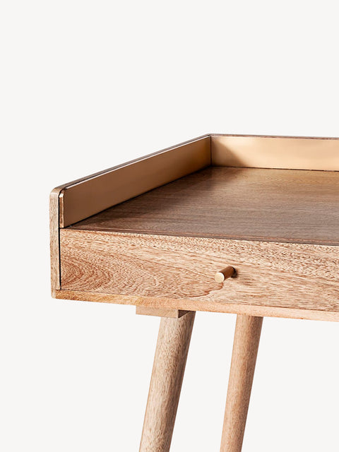 Table 2 drawer from solid teak modern natural 110x40x86 cm Taddeo