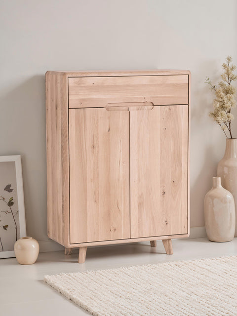 Scarpiera in rovere massello sbiancato 80 cm Portofino