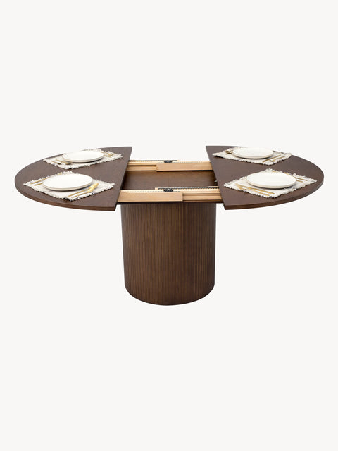 Dining table folding of solid oak brown 130-180x130x75 cm California
