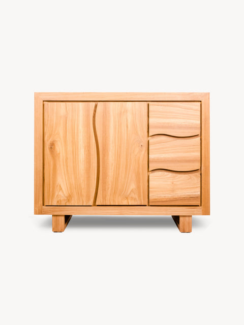 Cabinet 2 door 3 drawer from solid teak natural 100x45x80 cm Furo