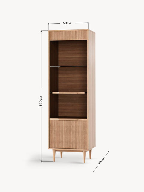 Credenza 1 door from solid European oak natural 60x49x190 cm Ester