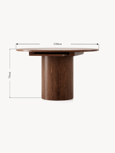 Dining table folding of solid oak brown 130-180x130x75 cm California