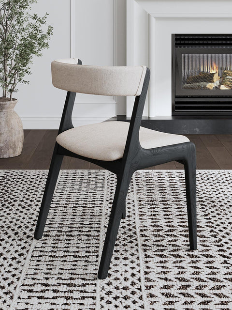 Chair of solid oak 76 cm black modern soft Atrani