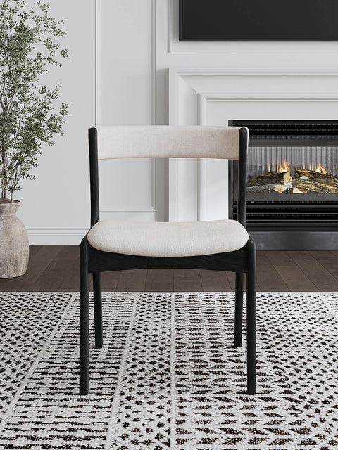 Chair of solid oak 76 cm black modern soft Atrani