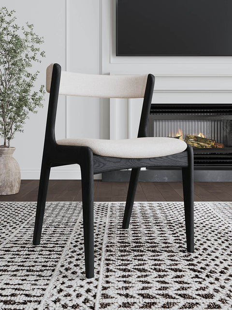 Chair of solid oak 76 cm black modern soft Atrani