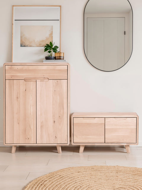 Scarpiera in rovere massello sbiancato 80 cm Portofino