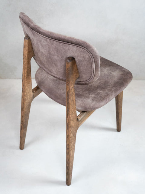 Dining chair of solid wood oak and fabric 81 cm smoked Mevis