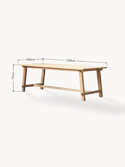 Dining table outdoor from recycled teak rustic 220x100x75 cm Harmony