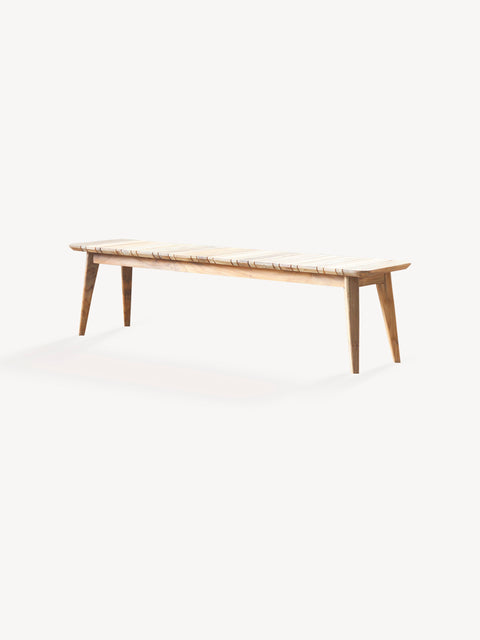 Panca da esterno in teak riciclato rustico naturale 180x40x45 cm Felici