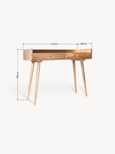 Table 2 drawer from solid teak modern natural 110x40x86 cm Taddeo