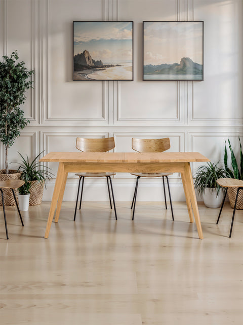 Extendable table of solid oak natural Accanto