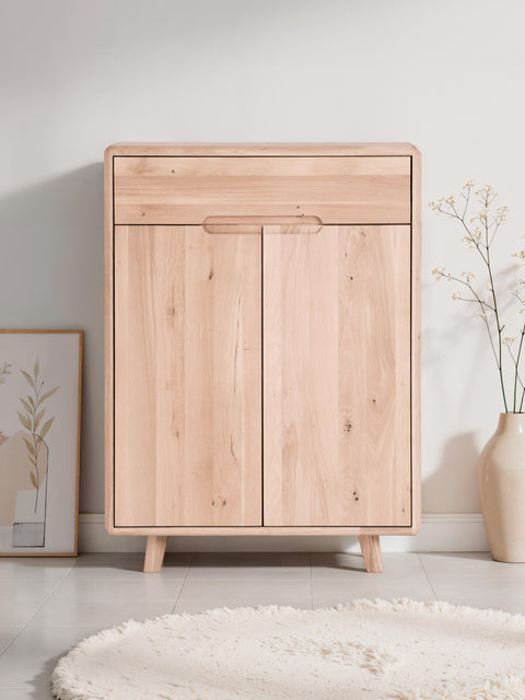 Scarpiera in rovere massello sbiancato 80 cm Portofino