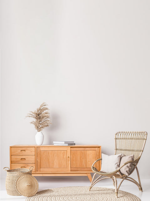 Mobile 2 ante scorrevoli 3 cassetti in teak massello 154x45x65 cm Savoca