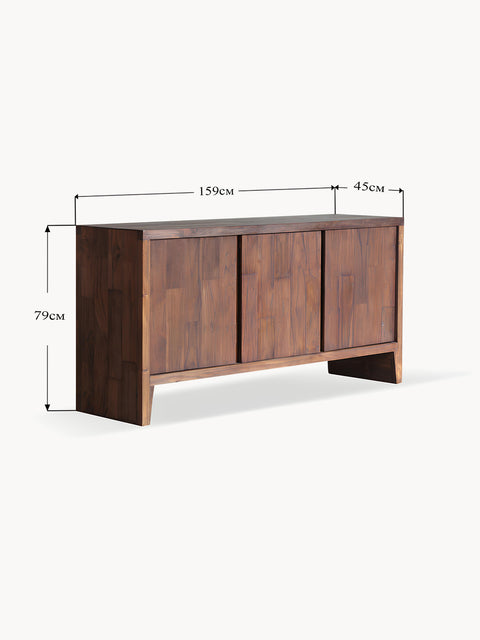 Credenza 3 ante in teak riciclato marrone 159x45x79 cm Hudson