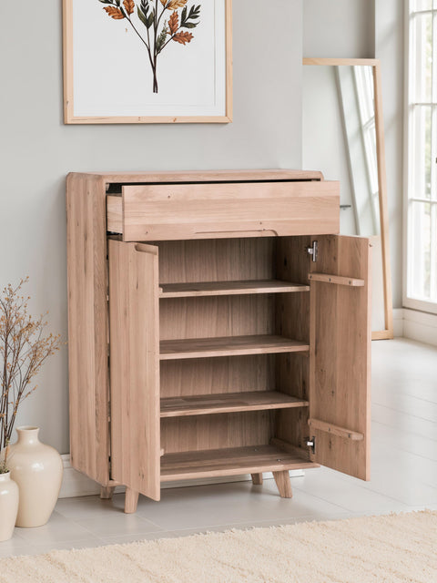 Scarpiera in rovere massello sbiancato 80 cm Portofino