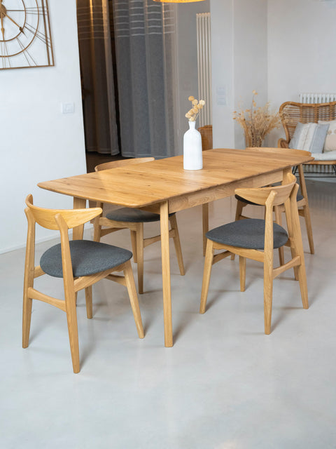Extendable dining table of solid oak modern natural Vega