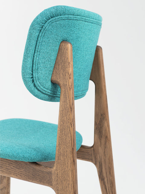 Chair of solid oak smoked turquoise Mevis