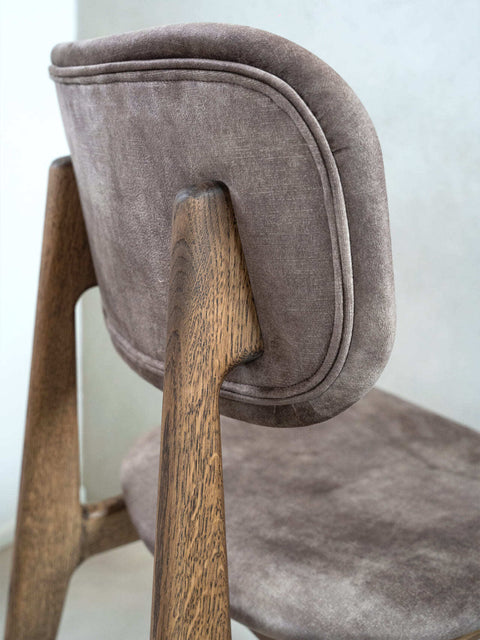 Dining chair of solid wood oak and fabric 81 cm smoked Mevis