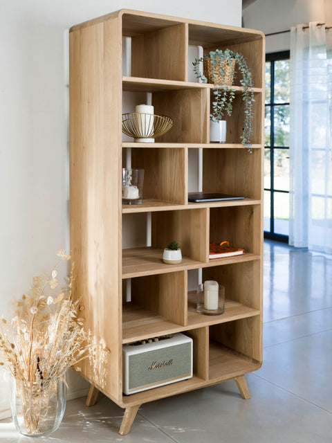 Libreria in legno massello di rovere sbiancato 80x45x180 cm Modena